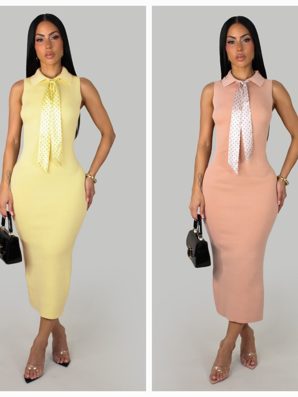 Chique Dress w/ Neck Tie- Pink